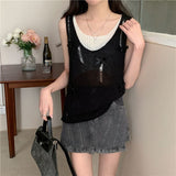 Fongt Girl Bows With Two Slings Vest Summer Dress Design Hole-Dcupy Knitting
