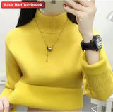 Turtleneck Slim Sweater Womem Warm Poleras Plush Lined Thicken Knit Pullover Korean Pulls Soft Knitwear Jumper Sueter