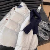 Fongt Loose Milk Blue Hatless Round-Neck Cotton Coat Women Winter Small Thick Short Cotton Cotton Jacket Tide