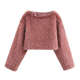 Fongt Women's Clothing 2025 Winter New Artificial Fur Effect Short Long-Sleeved Jacket Environmental Protection Fur Coat