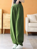 Women's Pants Elastic Waist Loose Casual Cotton Linen Women's Trousers Solid High Waist Black Summer Pants 2023