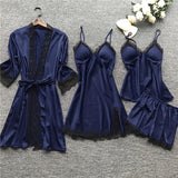 Large-Size Four-Piece Set With Chest Cushions Sexy Slings Home Lace Pajamas Casual Home