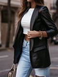 Fongt 22 Autumn Winter New New Casual Loose Super Cool Suit Collar Leather Coat 8916-Outfit