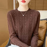 Fongt Girl Feeling Jasmine Sweater Knitted Retro Collar Top Autumn And Winter Thick Bottom Shirt 2025