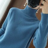 Turtleneck Women's Knitted Sweater Solid Loose Long Sleeve Autumn Sweaters Female Pullover Autumn Winter Warm Lady