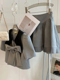 Elegant Fashion OL Small Fragrance 2 Piece Sets Women New Short Blouse + Pleated Mini Skirt Sets Summer Two Piece