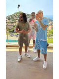 Hip Hop Men's And Women's Alphabet Printed Loose Short-Sleeved Blouse Men's Summer Trend Card Leisure Sports-Outfit