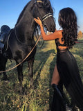 Party Evening Maxi Dresses for Women 2023 See Through High Split Red Lace Dress Sexy Backless Summer Long Black
