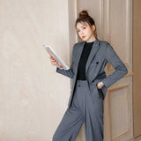Fongt And Autumn 2025 Dark Gray Small Suit Suit Female British Wind Wide Leg Pants Casual Fried Street Suit Suit