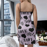 Summer Beauty Back Thin Home Clothes Sexy Sling Short Skirt Love Cartoon Cute Print