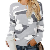 Fongt Sweater Women Autumn And Winter New Camouflage Leopard Sweater Round Collar Knitted Shirt Woman