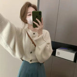Korean Khaki Cropped Jumper Women Batwing Sleeve Sweater Cardigan Harajuku Classic Elegant Basic Oversize Knit Top