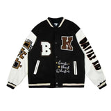 Bear Embroidered Baseball Jacket Coat Uniform Men Women Tide Ins Jacket Top Spring Loose Couple Street Bomber Jackets