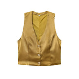Fongt New Gold Button-Up Silk-Sense Blouse 7484091 Belt Silk-Sense Wide Leg Trousers 1478078