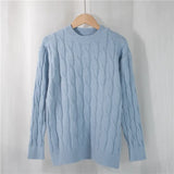 New 2021 Autumn Winter Women's Sweaters Pullovers Warm Minimalist Korean Elegant Pink Solid Ladies Jumpers