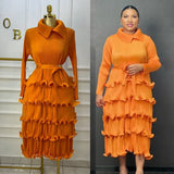 Fongt Folded High-Grade Sense Of Small Vintage Collar Lace With Waist Lotus Leaf Side Pressure Folded Elegant Dress Woman