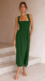 Fongt 2023 Sexy Outback Solid Color Cotton And Linen Collar Sling Dress 22010-Outfit