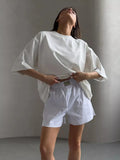 Fongt Hot Cotton T-Shirt Women Wear Round Collar Ring Cloth Short-Sleeved Loose Basic Top