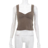 Square Collar Tank Women Slim Split Crop Tops Chic Backless Sleeveless Casual Camis Summer 2023 Y2K Double Layer-Outfit
