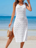 Fongt Loose Long-Slendinal Side Open Fork Beach Hollow Knitwear Sunscreen Woman