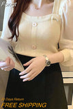 Pull Femme 2023 Spring Fashion Square Neck Solid Tops Patchwork Long Sleeve Sweater Women Knitted Pullovers Woman