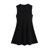 Fongt Women's Spring 2025 New Sleeveless Round-Necked Knitted Skating Dress Mini Dress