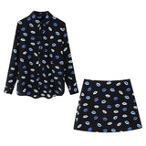Spring Printed Slim Shirt 2328004 Printed Half Skirt 2496004-Outfit
