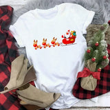 Hat Family Red Printed T-shirts Mom and Me Santa