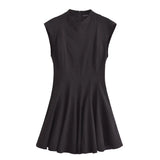Fongt New Women's Collection Wave Wide Swing Mini Sleeveless Dress