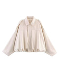 Fongt Women's 2025 Spring New Fashion Pilot Bat Sleeve Zipper Jacket T-Shirt
