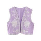 Fongt Embroidered Open Tao 2025 Vest National Style Summer Multi-Color Vest Women's Clothing