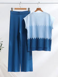 Fongt Suit Casual Collar Three-Sleeved Knitted Shirt High Waist Thin Leg Trousers Two Sets