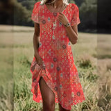 Fongt Hot Selling Literary And Art National Wind Round Collar Long Dress