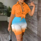Summer New 2023V Collar Three-Dimensional Pocket Printed Fashion Suit-Outfit