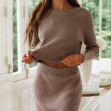 Fongt Red 3 Color Umbilly Sexy Sweater Two Sets Under The Fork Dress Fashion Suit Dress
