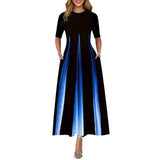 Fongt New Summer Loose Casual Print Collar Plus-Size Dress Women's Dress