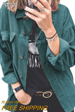 Spring Autumn Corduroy Jacket Coat Women Shirt Style Top Single-breasted Outerwear Lady Streetwear Loose Casual