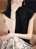 Sexy Lace Tank Tops Women Sleeveless Hollow Out Camis Knitted Vest Pullover Solid Black White Crop Top 2024-Outfit