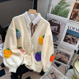 Aging Three-Dimensional Berries Early Autumn Women's Sweater Minority Design Sweater Coat Women's Cardigan 2024 New Style-Outfit