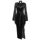 Summer Style New Style Slim Velvet Dress With Dark Goth Horn Sleeves Tied With Forks-Outfit