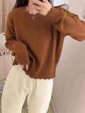 New Loose Retro Sweater Female Korean Version Lace Round Collar Warm Wind Bottom Top Girl-Outfit
