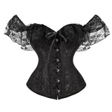 Fongt Girded Body Dress Retro Collar Collar Girded Corset Bras Shaped Black Lady