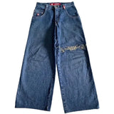 Loose Jeans Men's Vintage Print Hip Hop Gothic Street Wear Harajuku Men's Slacks-Outfit