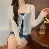 Thin Summer Coat With New Hollow Hoodie Shawl Sling Knitted Open