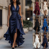 Fongt 2025 Cotton Backpack Trousers Loose Solid Color Strap Broad Leg Pants Casual Jumpsuit