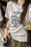 European High-End Print Loose Shoulder-Inserting Short-Sleeved T-Shirt Women's Summer 2024 New