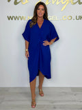 Fongt Summer New Leisure Loose Shoulder Sleeves Pure Color Irregular Kinesion Dress