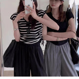 Silk V-Collar Vest Women Draw Rope Waist Design Sense Minority Summer 2024 New Chic Sweater T-Shirt-Outfit