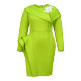 Fongt High-End Atmospheric Banquet Evening Dress Personality Long-Sleeved Lotus Leaf Dress Dresses