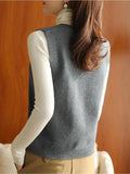Cardigan Sleeveless Knit Sweater Vests Women Casual V-neck Knitwear Chaleco Coats Basic Colete Single Breasted